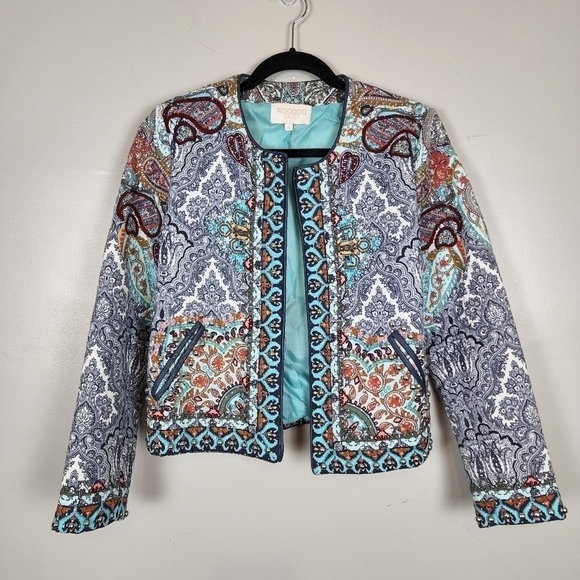 Rococo Sand beaded paisley jacket, size M - Picture 1 of 8